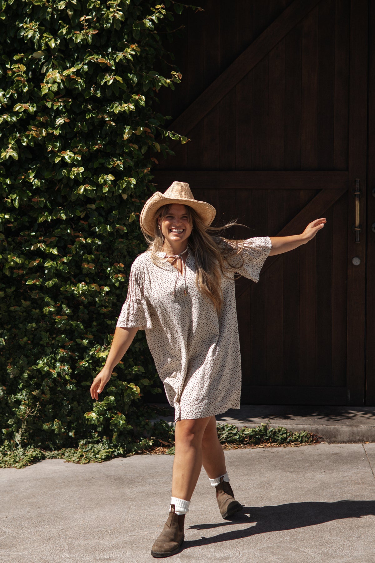 Women-summer-floral-dress-with-boots