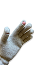 Beige knit glove on a white background