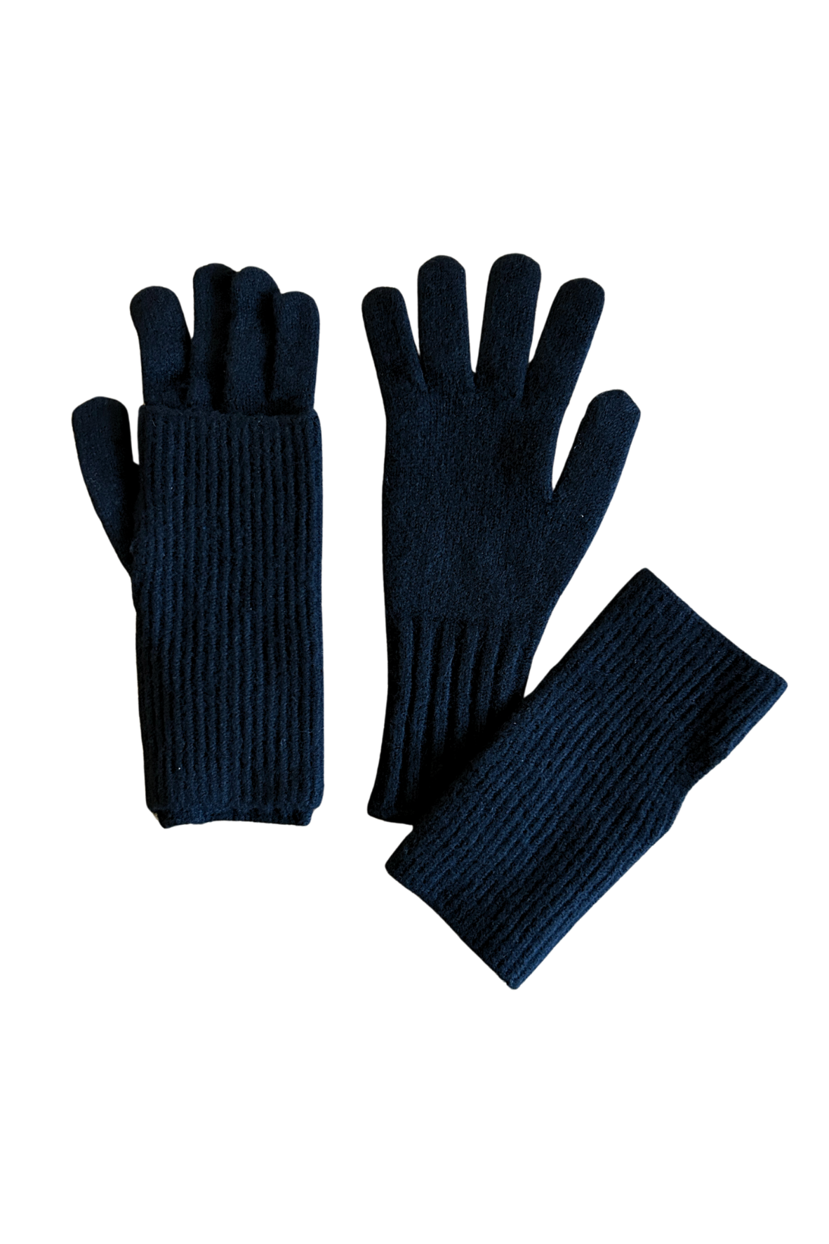Pair of black gloves on a white background