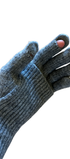 Gray gloves with touch screen tips on a white background