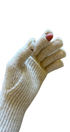 cream gloves with a white background