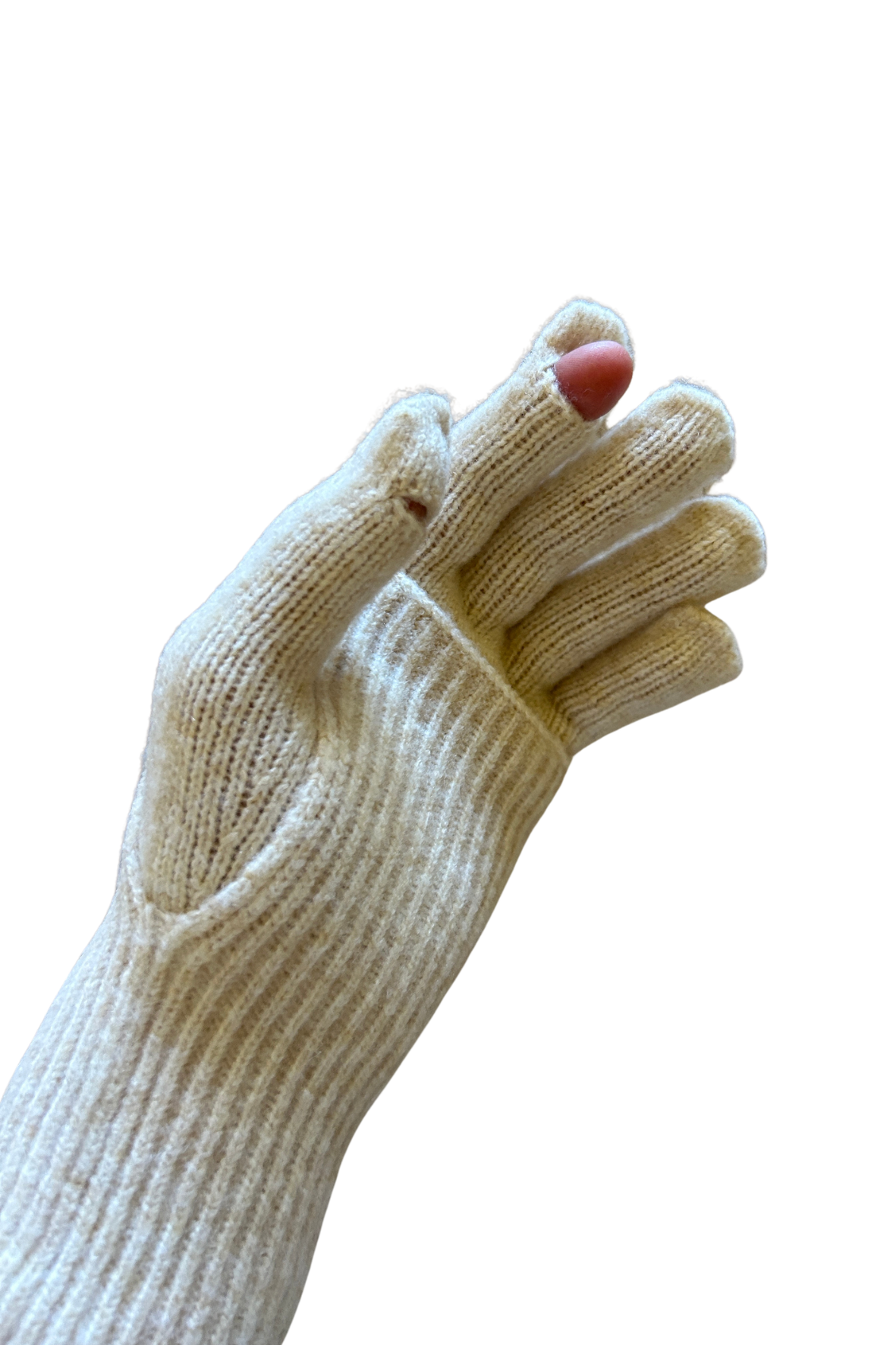 cream gloves with a white background